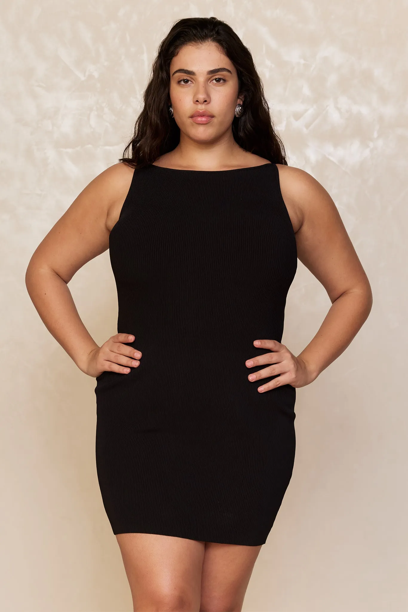 Camerelle Dress - Black Knit Rib