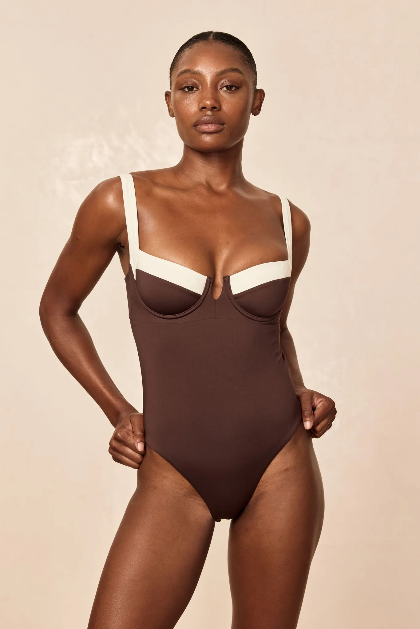 Clovelly One Piece - Espresso/Ivory