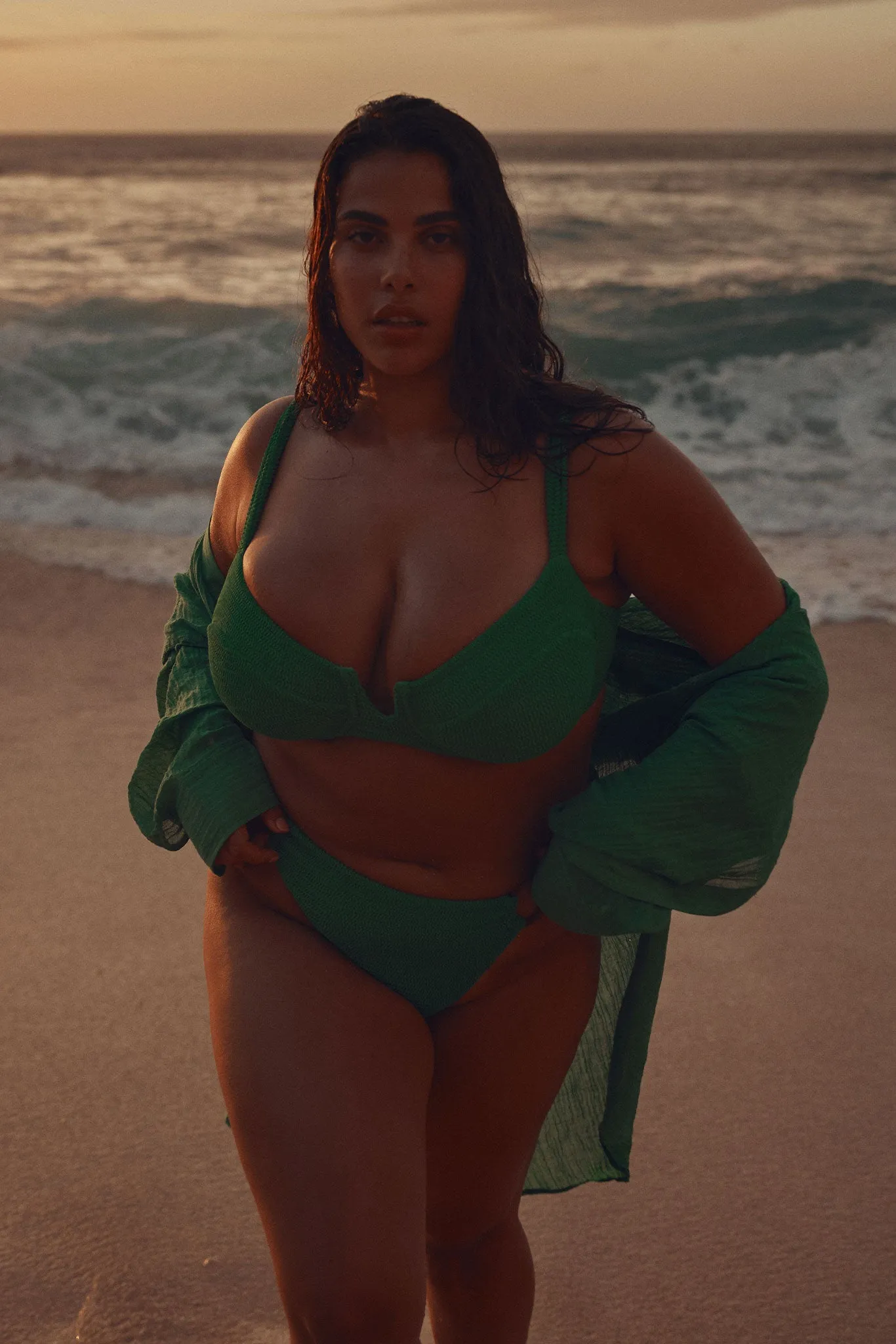 Clovelly Top - Palm Green Crinkle