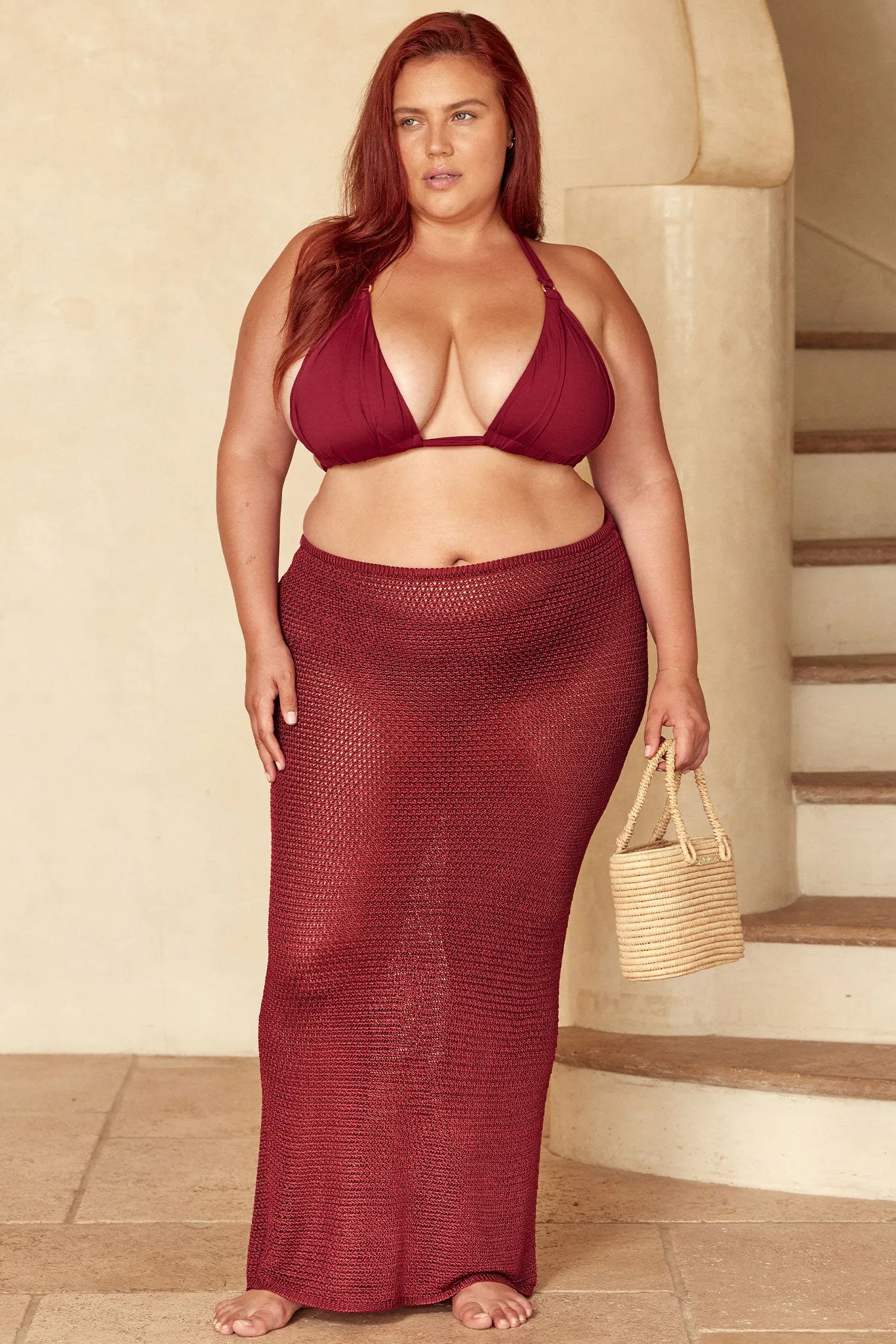 Fontelina Skirt - Burgundy Treble Knit