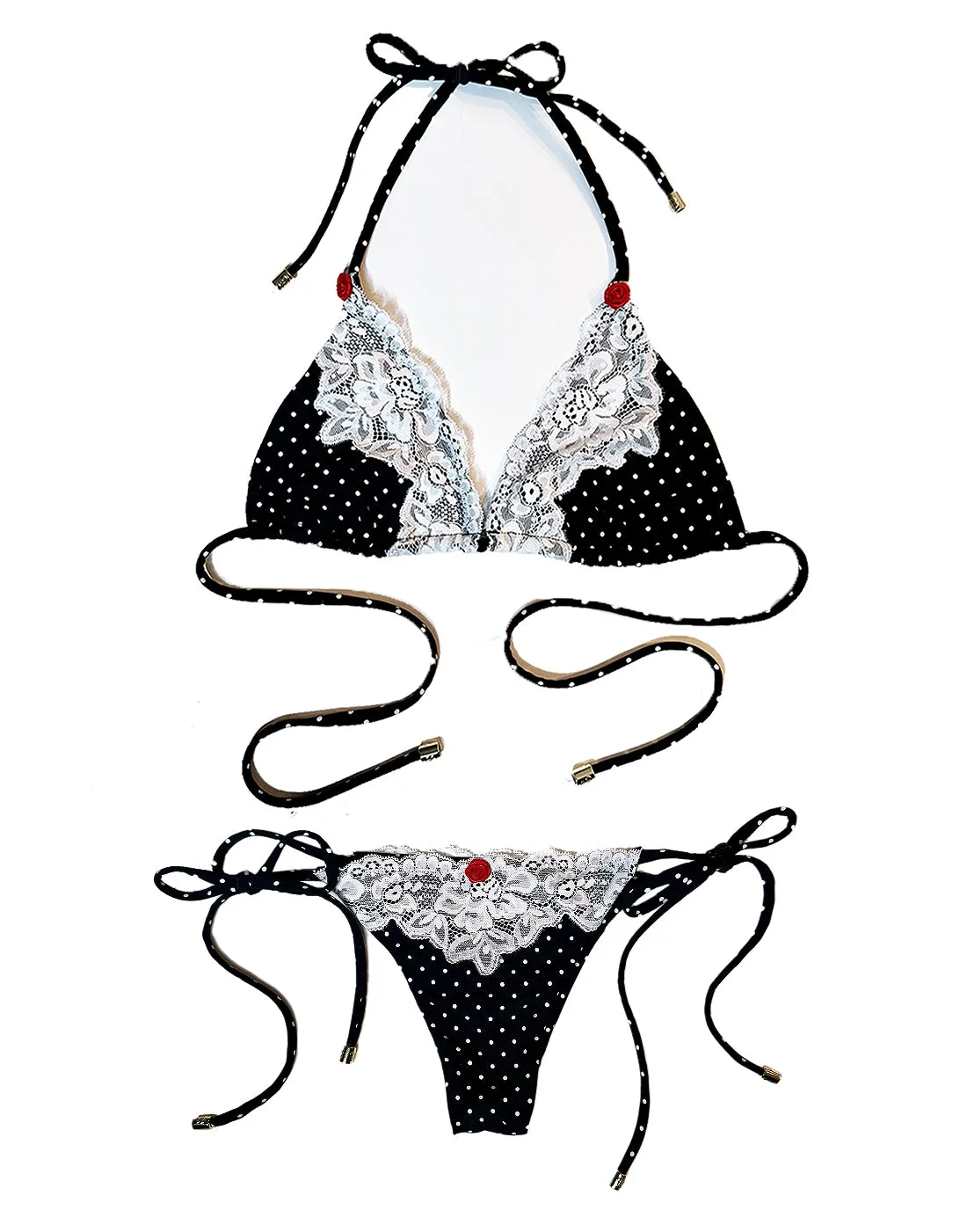 Gigi Triangle Top - Black White Dot