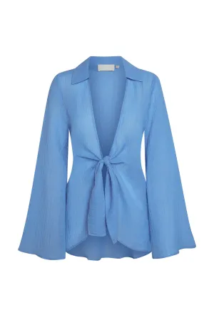 Grenada Tunic - Azure Crinkle Linen