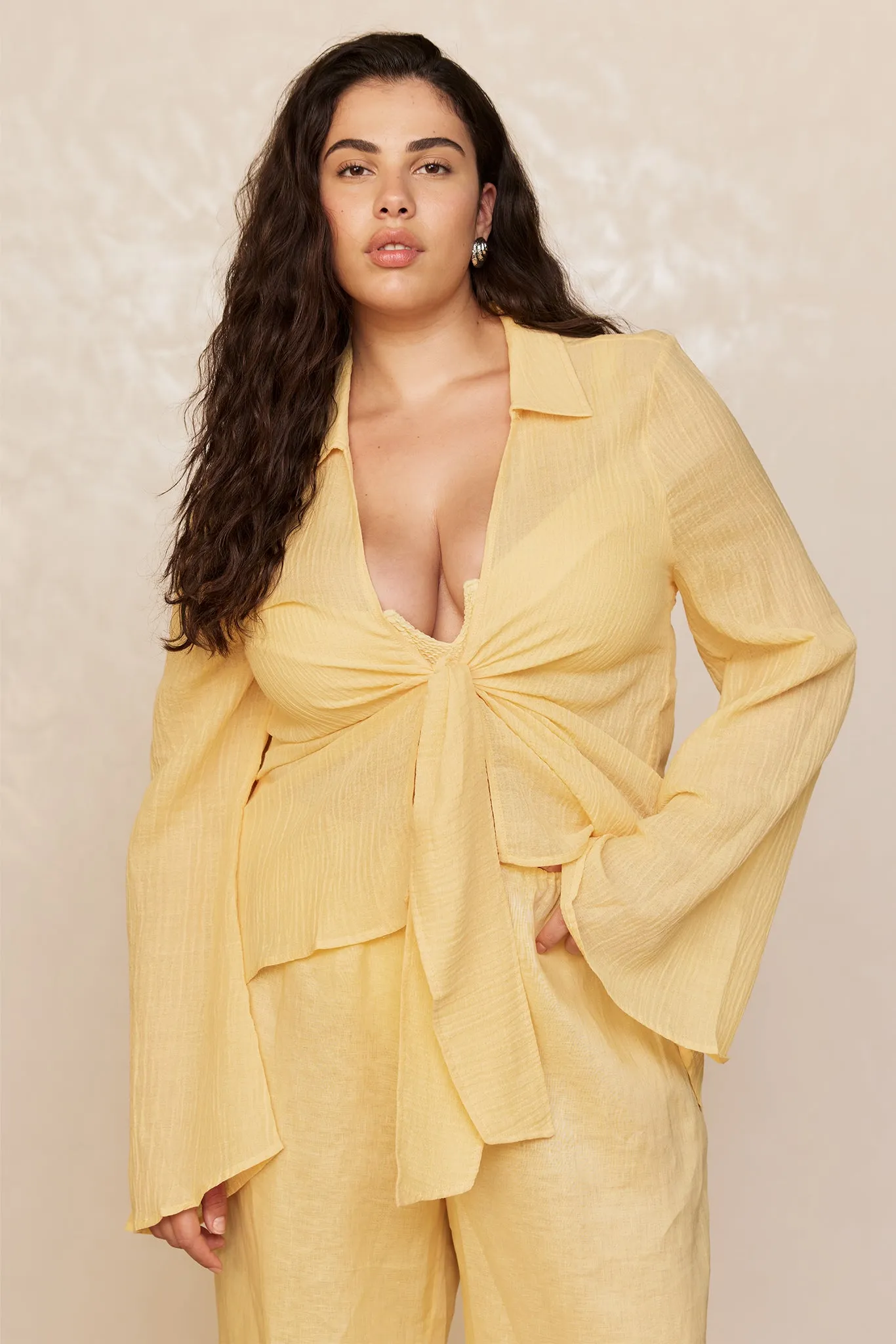 Grenada Tunic - Honey Crinkle Linen