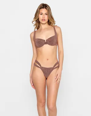 Karter Bralette Top - Brown Glitter