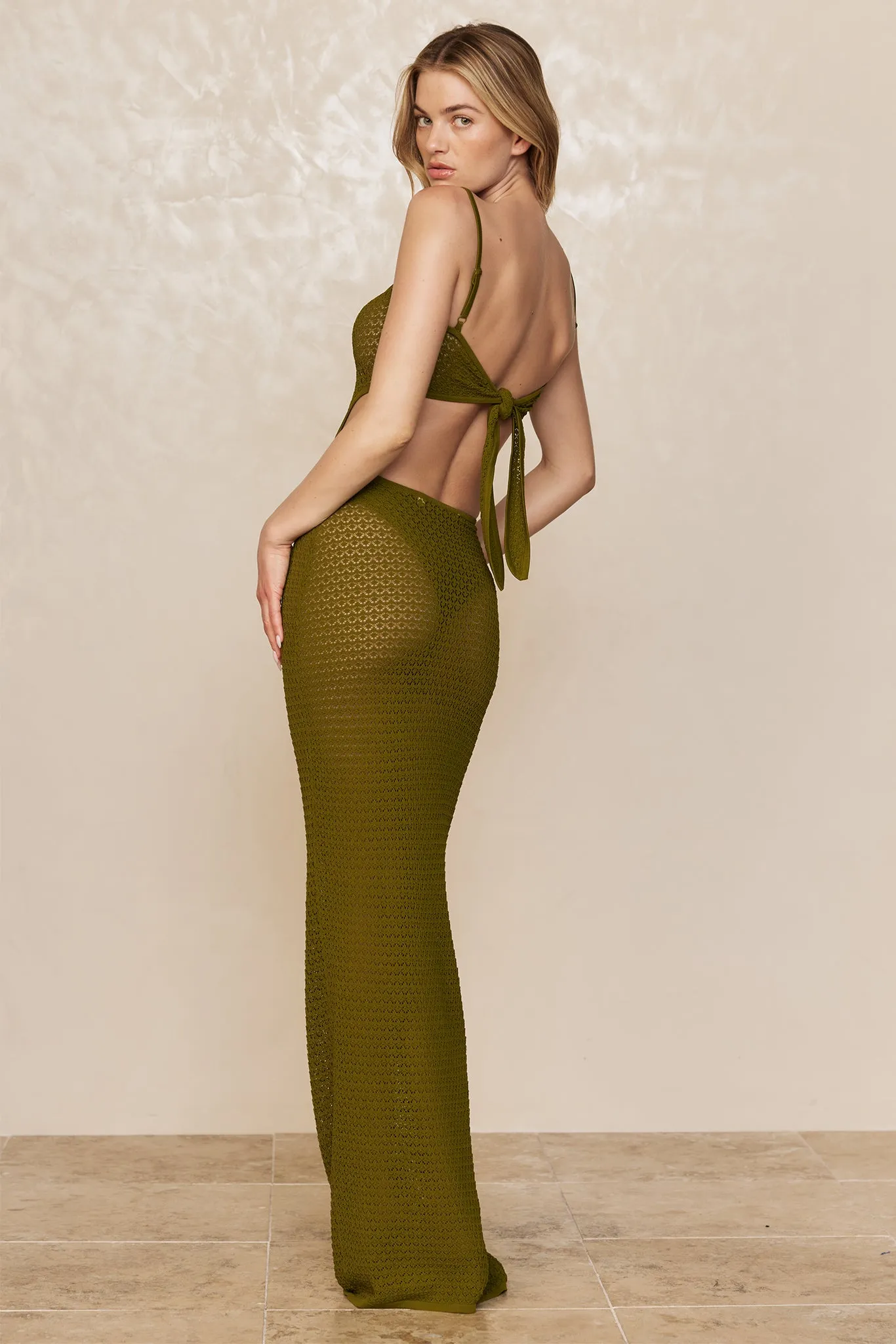 Marrakesh Dress - Olive Lace Crochet
