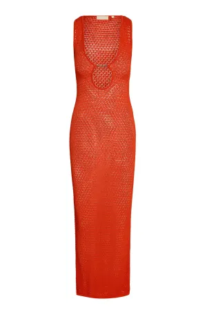 Monte Carlo Dress - Papaya Lace Crochet