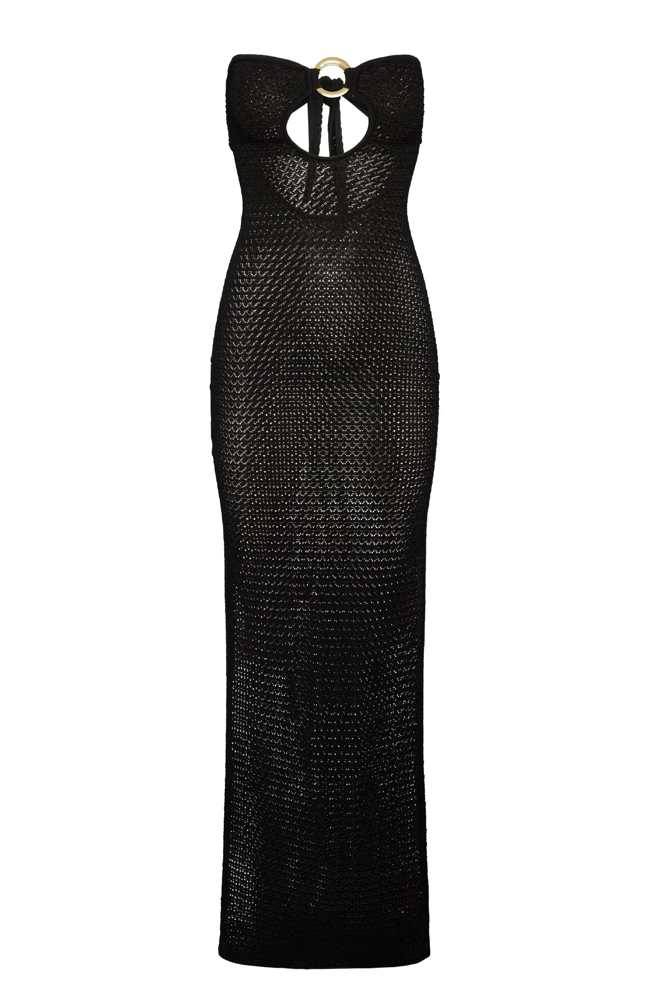 Montego Bandeau Dress - Black Lace Crochet