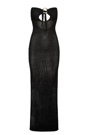Montego Bandeau Dress - Black Lace Crochet