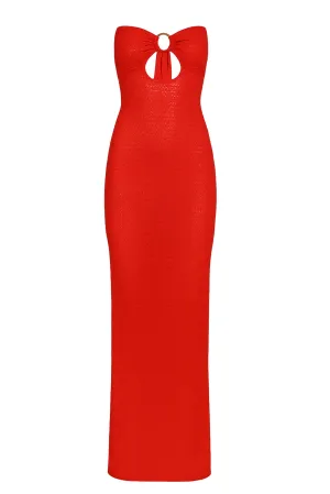 Montego Bandeau Dress - Chili Pepper Lace Crochet