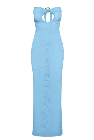 Montego Bandeau Dress - Ibiza Blue Lace Crochet