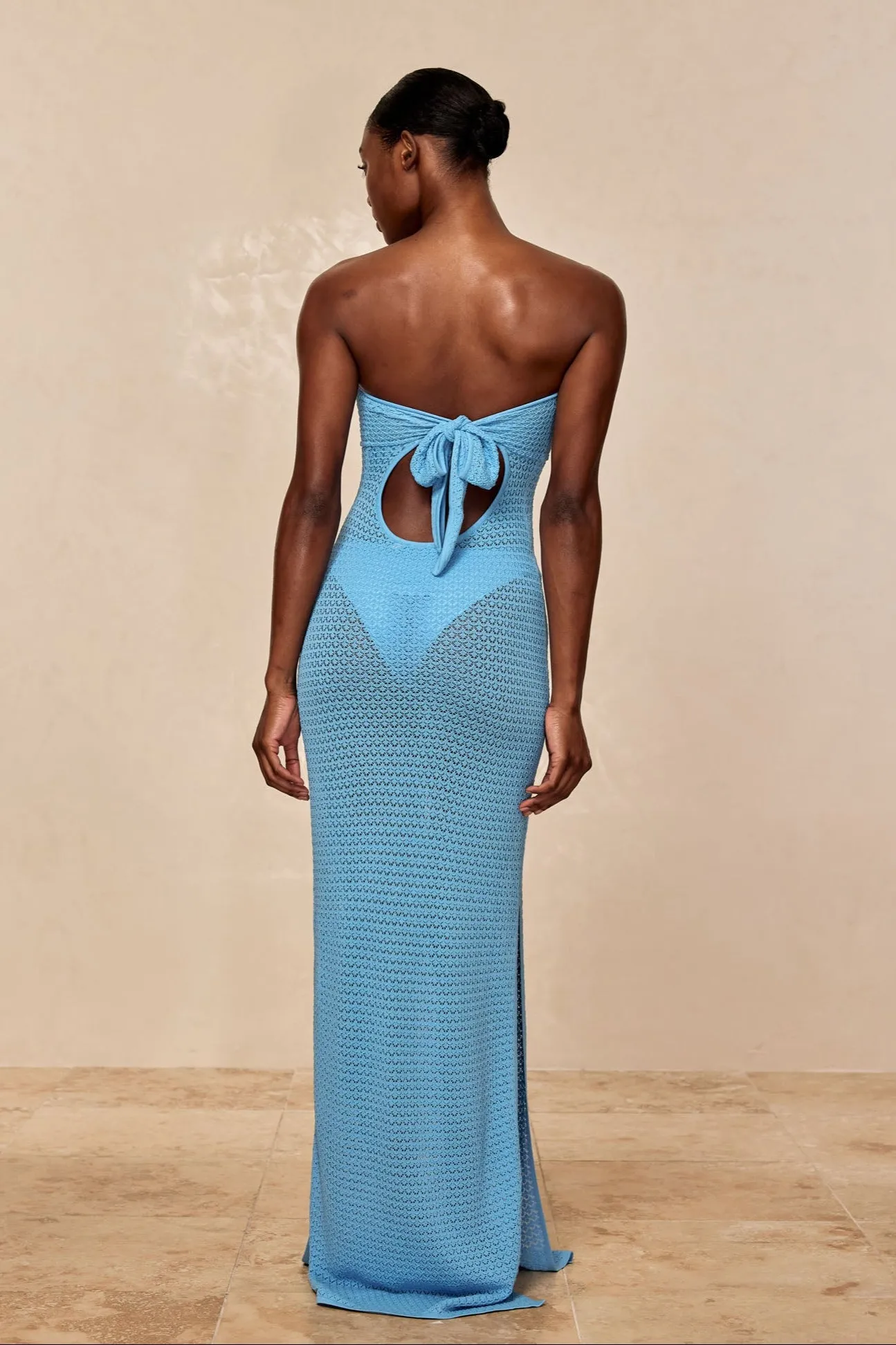Montego Bandeau Dress - Ibiza Blue Lace Crochet