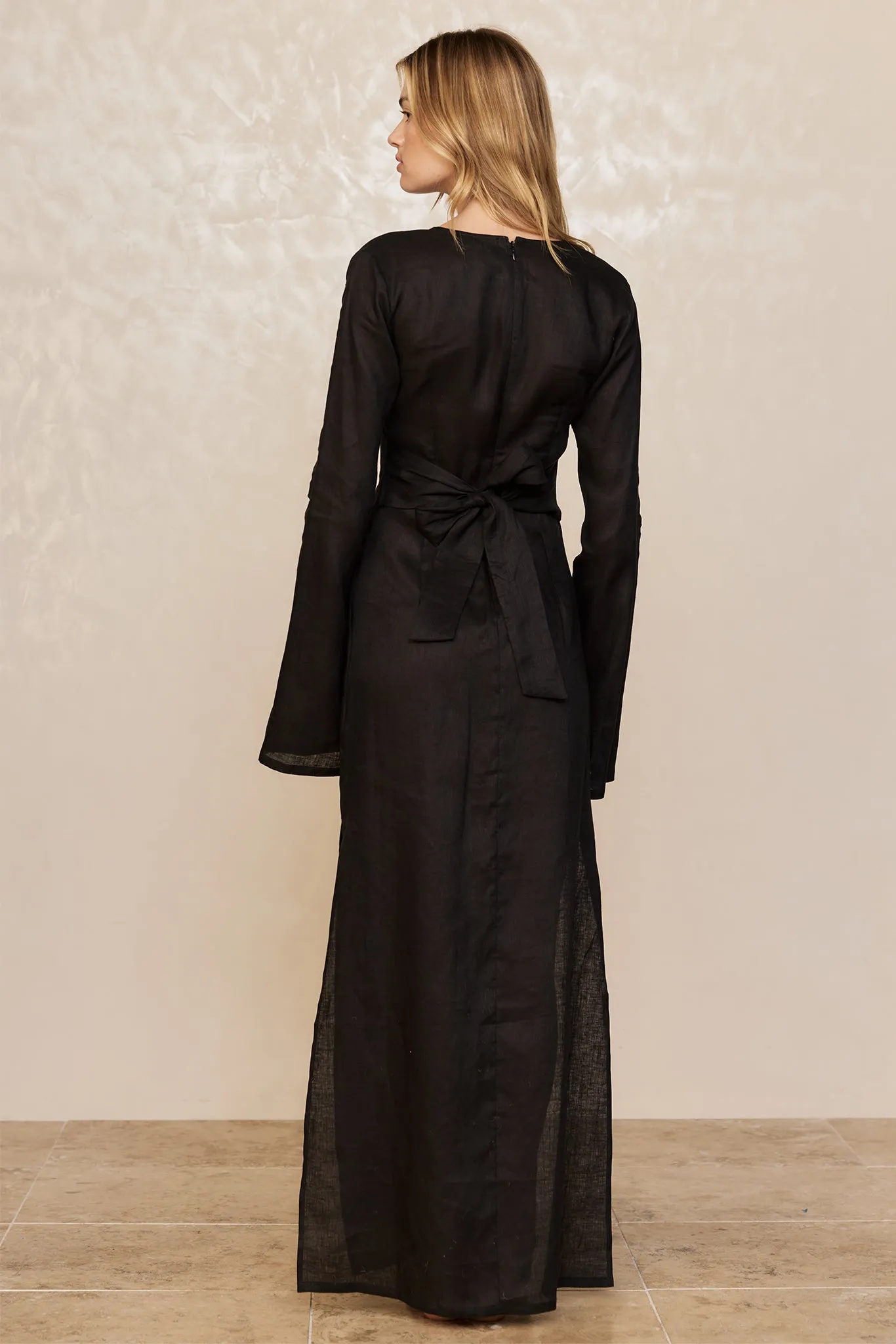 Montego Dress - Black Linen