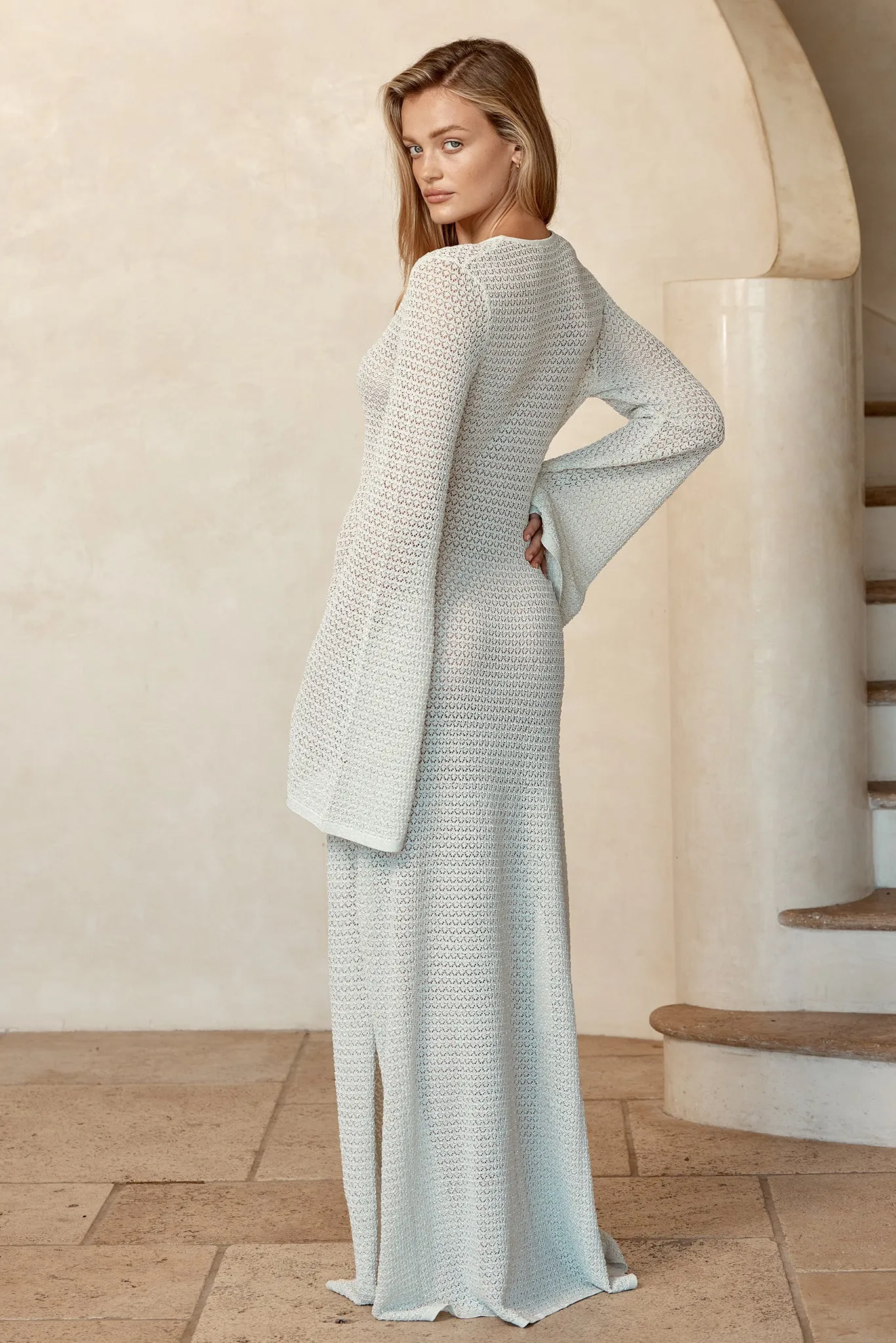 Montego Dress - Ivory Lurex Lace Crochet