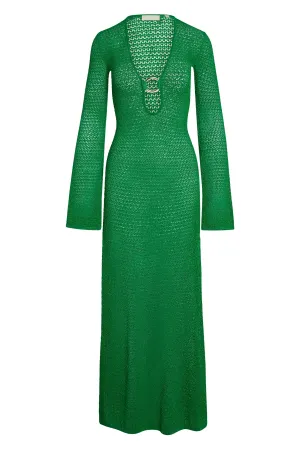 Montego Dress - Palm Green Lurex Lace Crochet