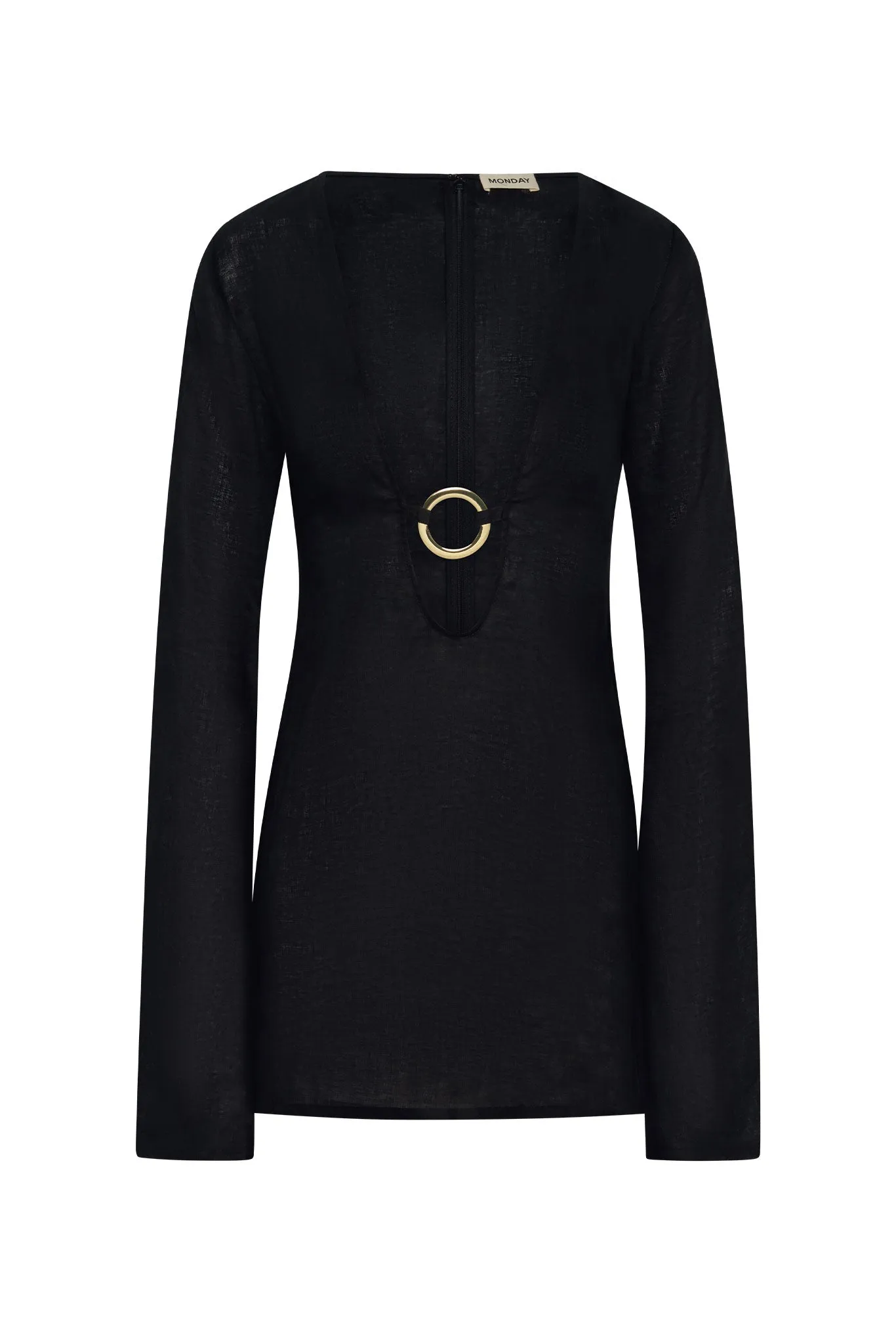 Montego Mini Dress - Black Linen