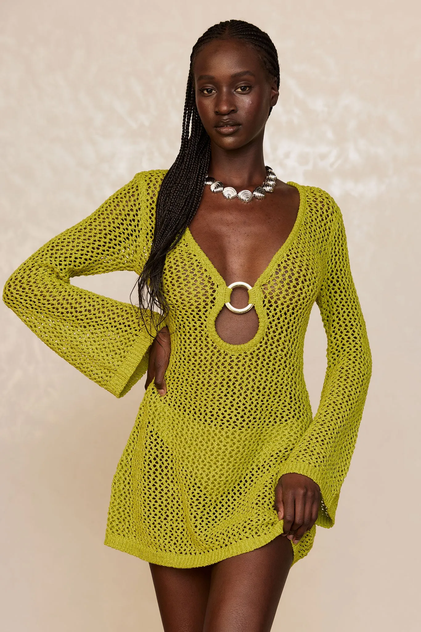 Montego Mini Dress - Chartreuse Petit Crochet