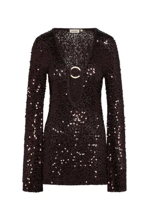 Montego Mini Dress - Espresso Sequin