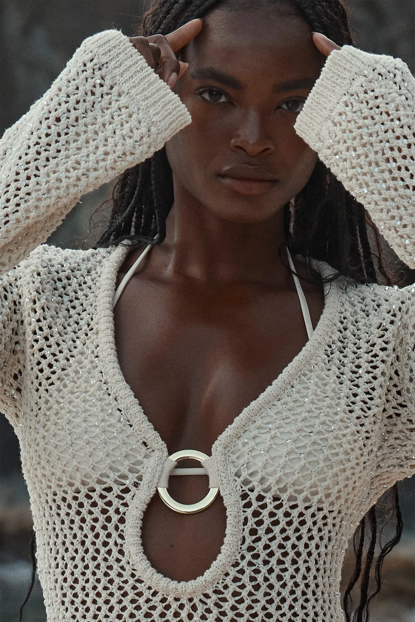Montego Mini Dress - Ivory Diamond Crochet