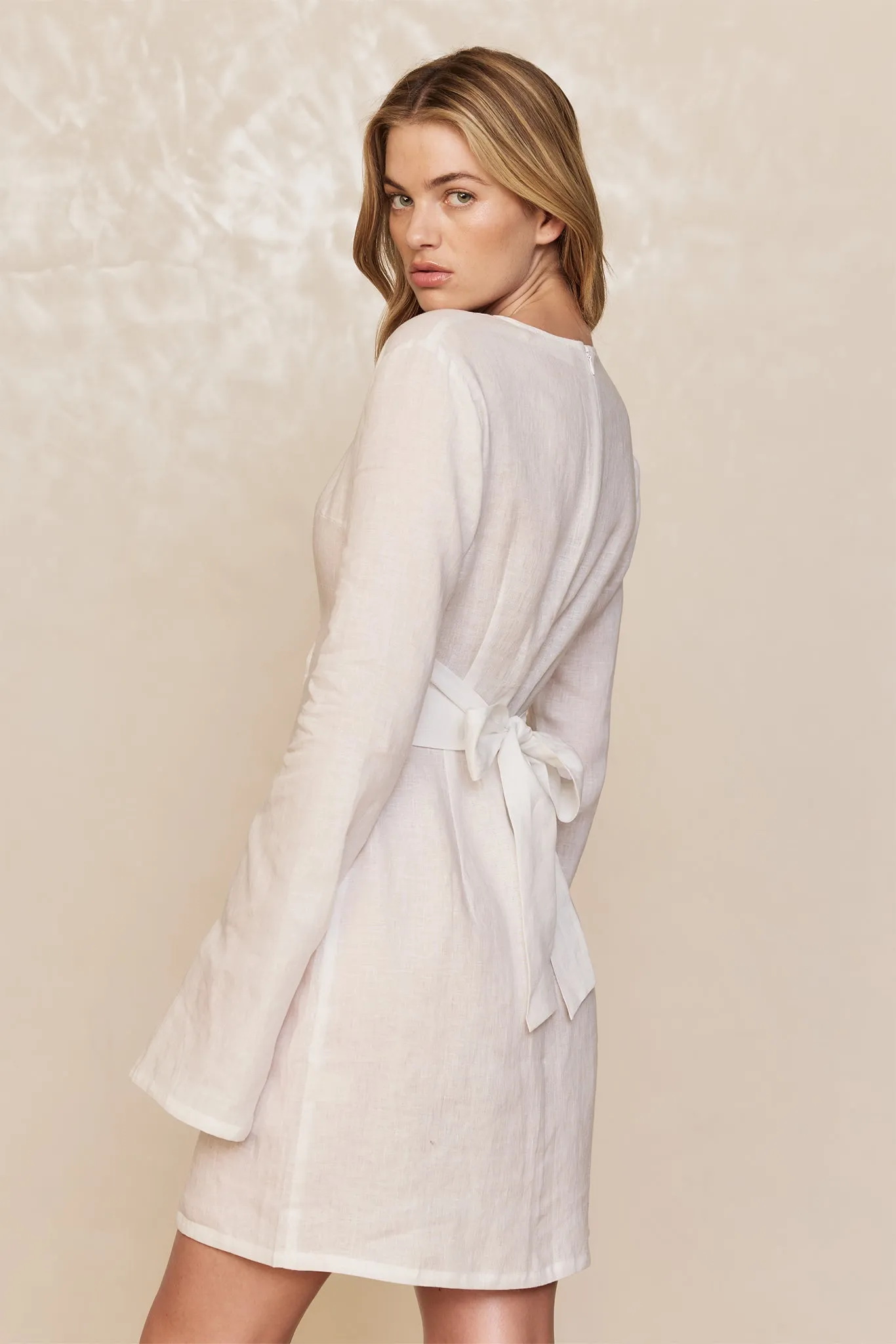 Montego Mini Dress - White Linen