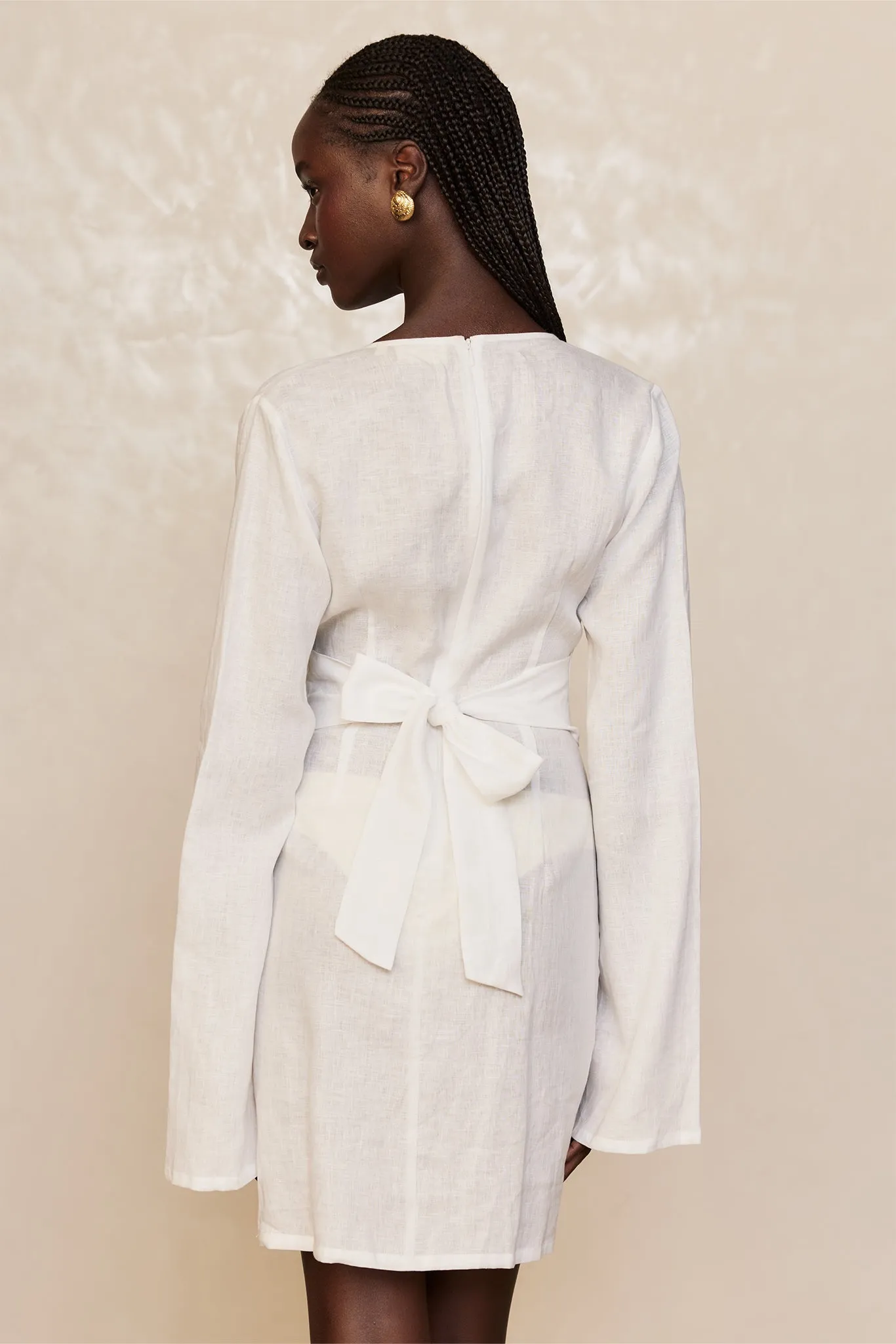 Montego Mini Dress - White Linen