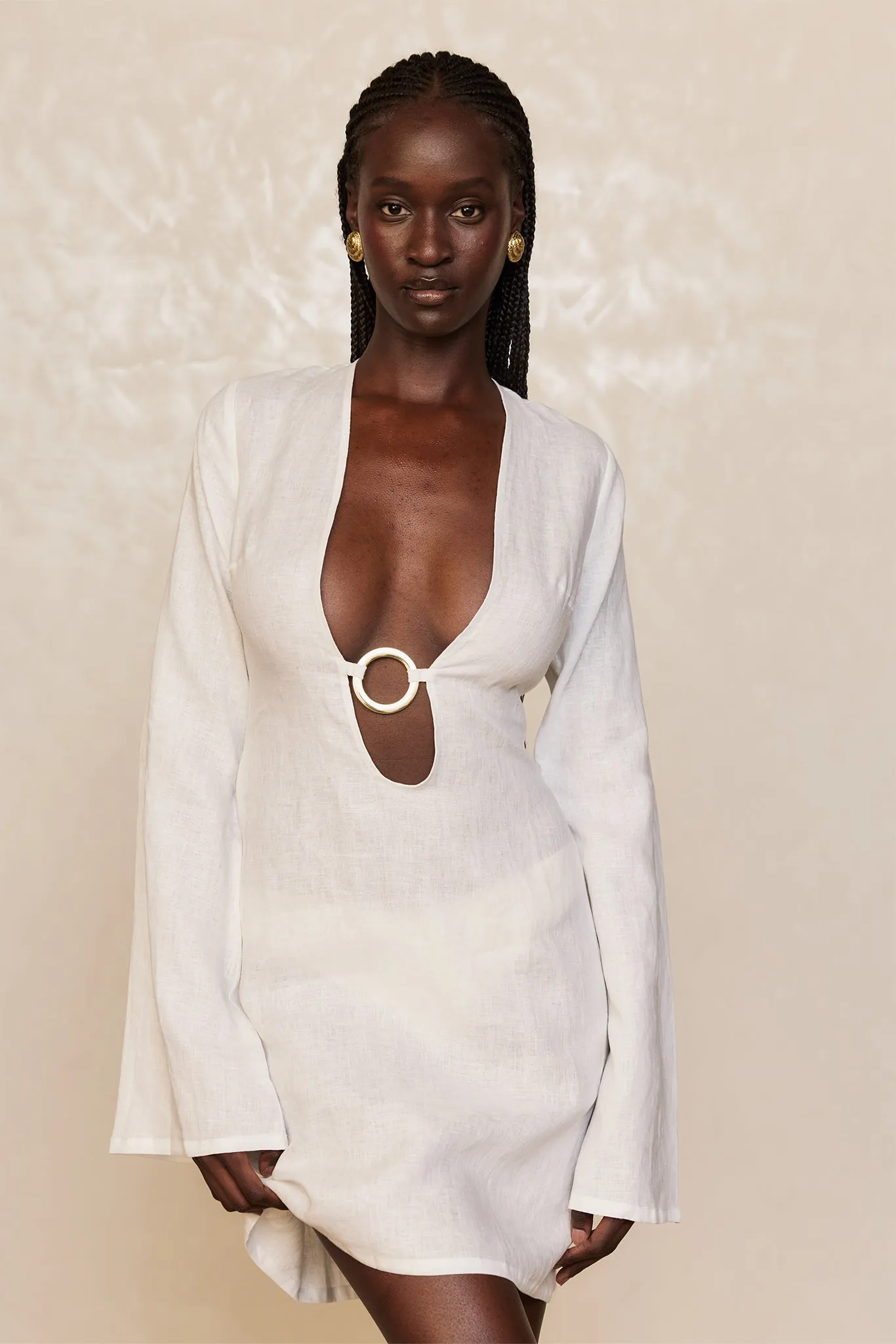 Montego Mini Dress - White Linen