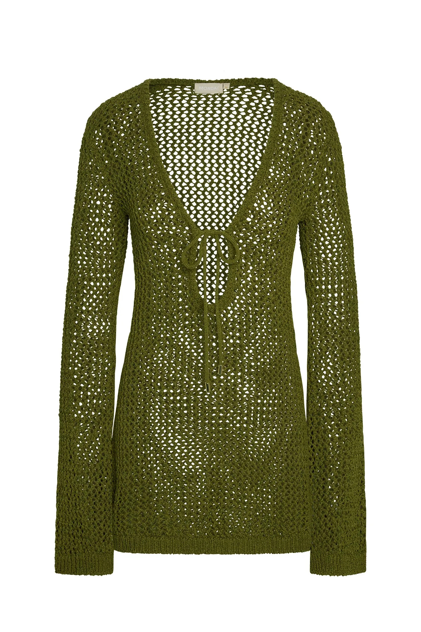 Montego Mini Tie Dress - Olive Petit Crochet