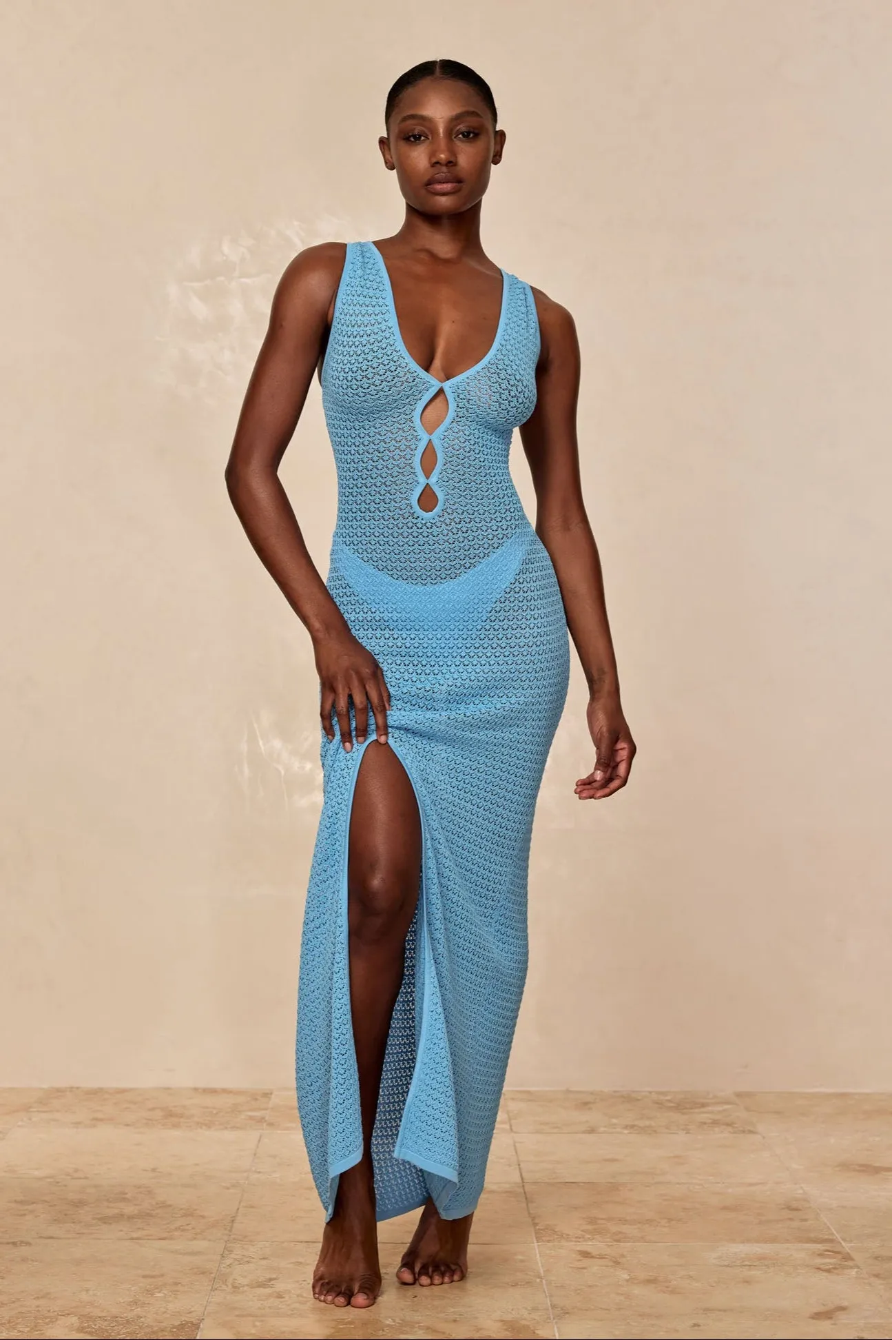 Ramatuelle Dress - Ibiza Blue Lace Crochet