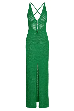 Ramatuelle Dress - Palm Green Lurex Lace Crochet