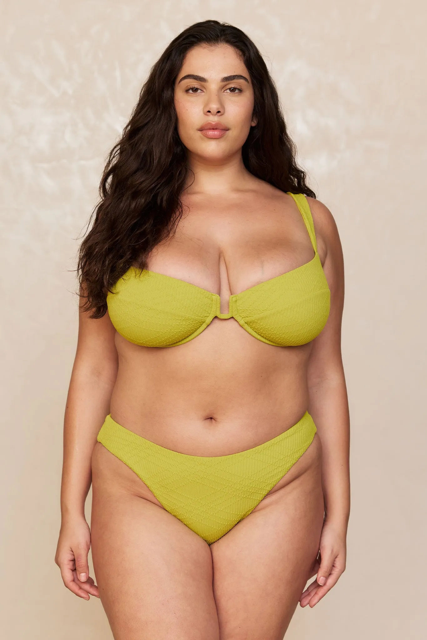 Seychelles Bottom - Chartreuse Summer Plaid (Modest Coverage)