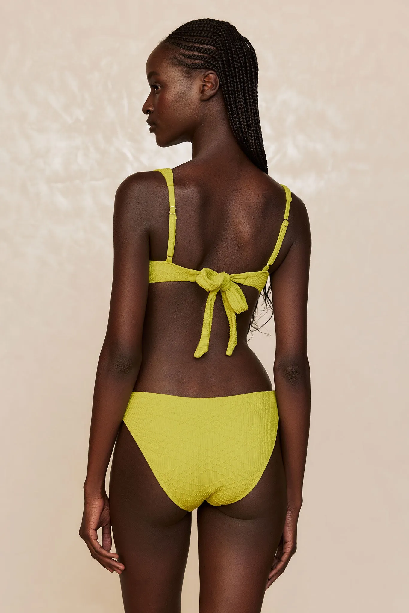 Seychelles Bottom - Chartreuse Summer Plaid (Modest Coverage)