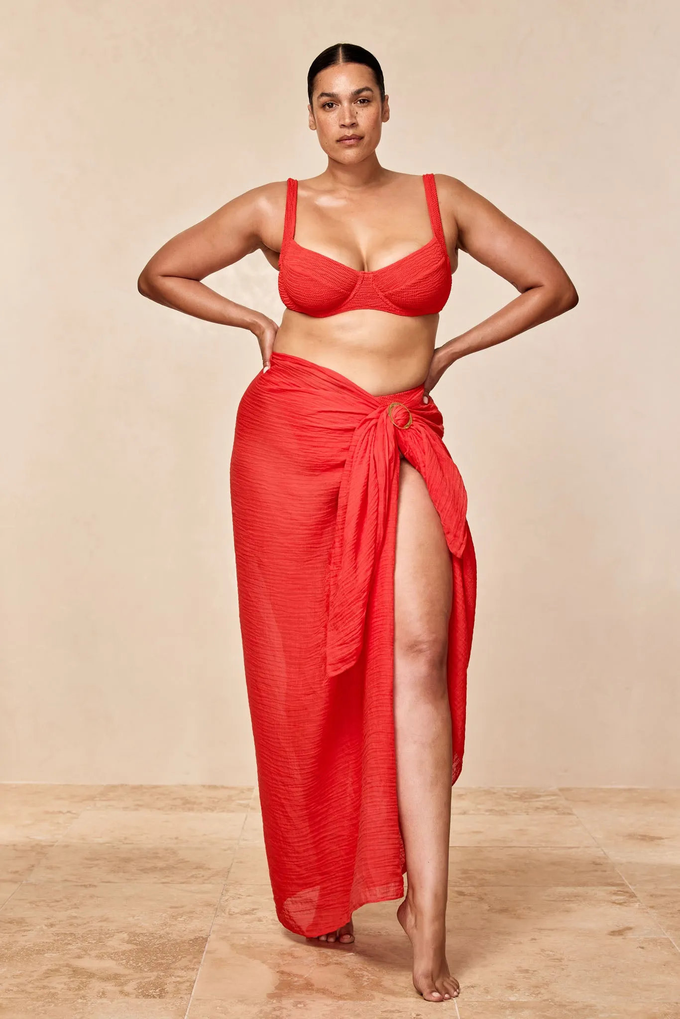 St. Tropez Sarong - Chili Pepper Crinkle Linen