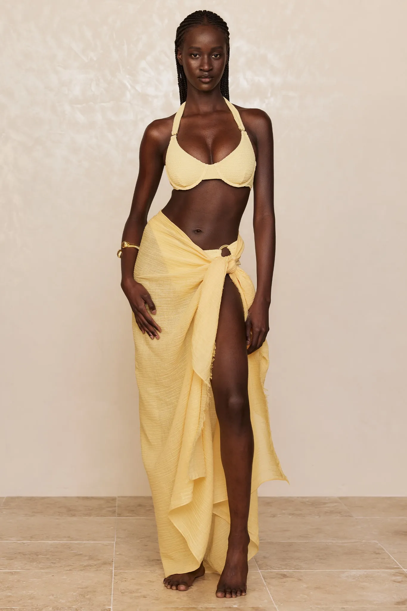 St. Tropez Sarong - Honey Crinkle Linen